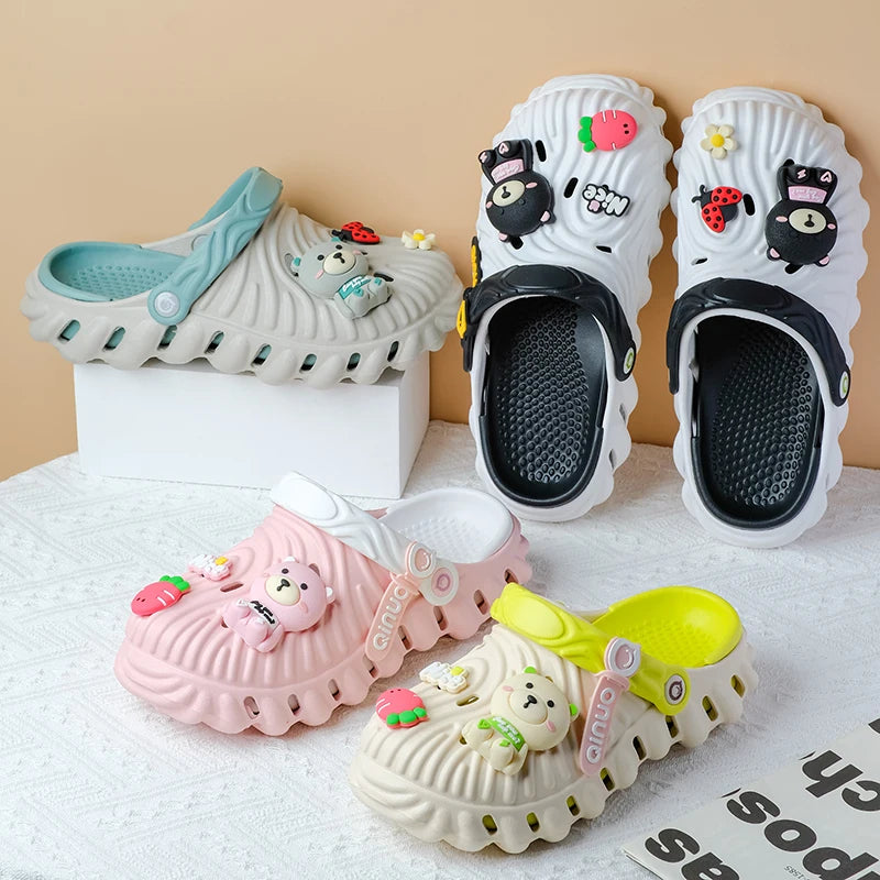 Women's Diy Cute Bear Clogs Sandals Summer 2025 Slip Wedge Platform