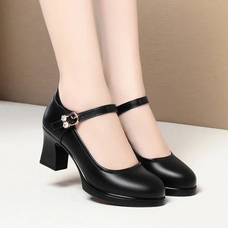 Waterproof Platform Heel Round-head Summer Model Training Special Zpaxo HC2591 Black 6cm 40 China Mainland