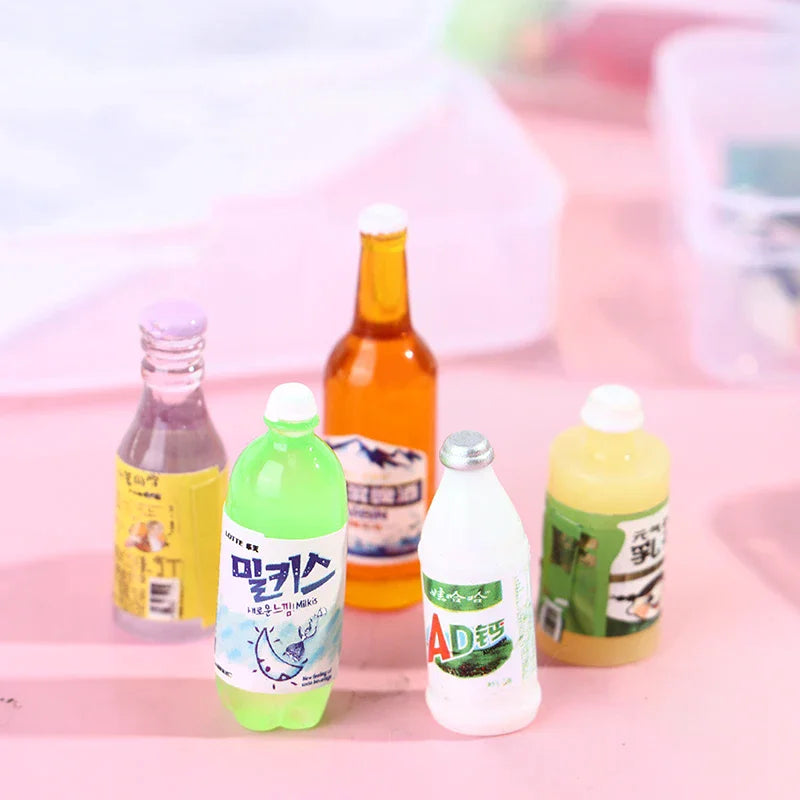 5Pcs1 12 Dollhouse Mini Drink Bottle Food Dessert Plate Pretend Play Zpaxo