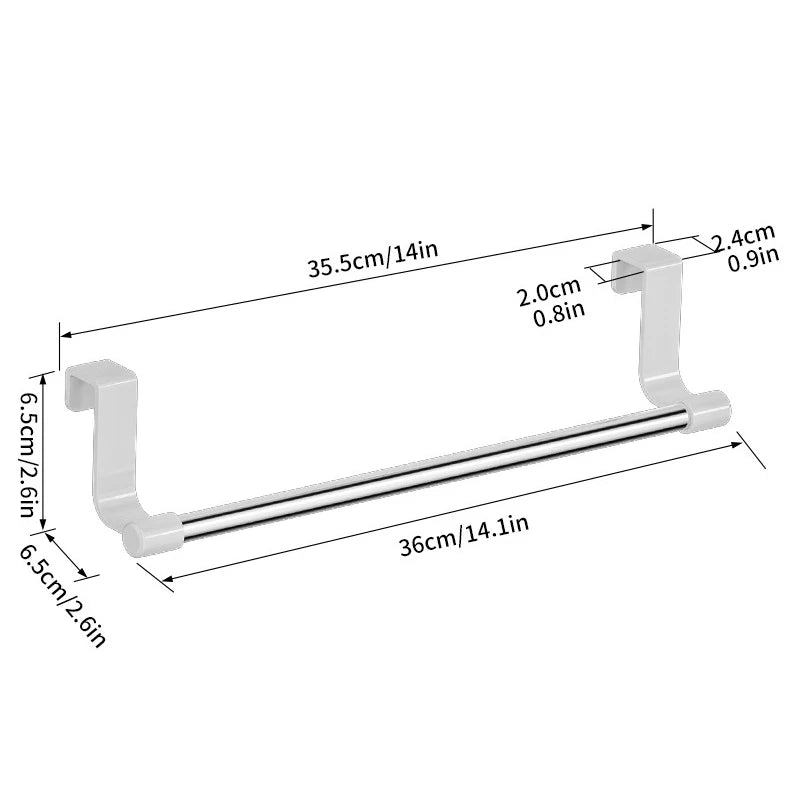 Towel Rack Over Door Stainless Steel Towel Bar Storage Organizer Bathroom Kitchen Cabinet Door Hanging Towel Rack Zpaxo Silver 36cm