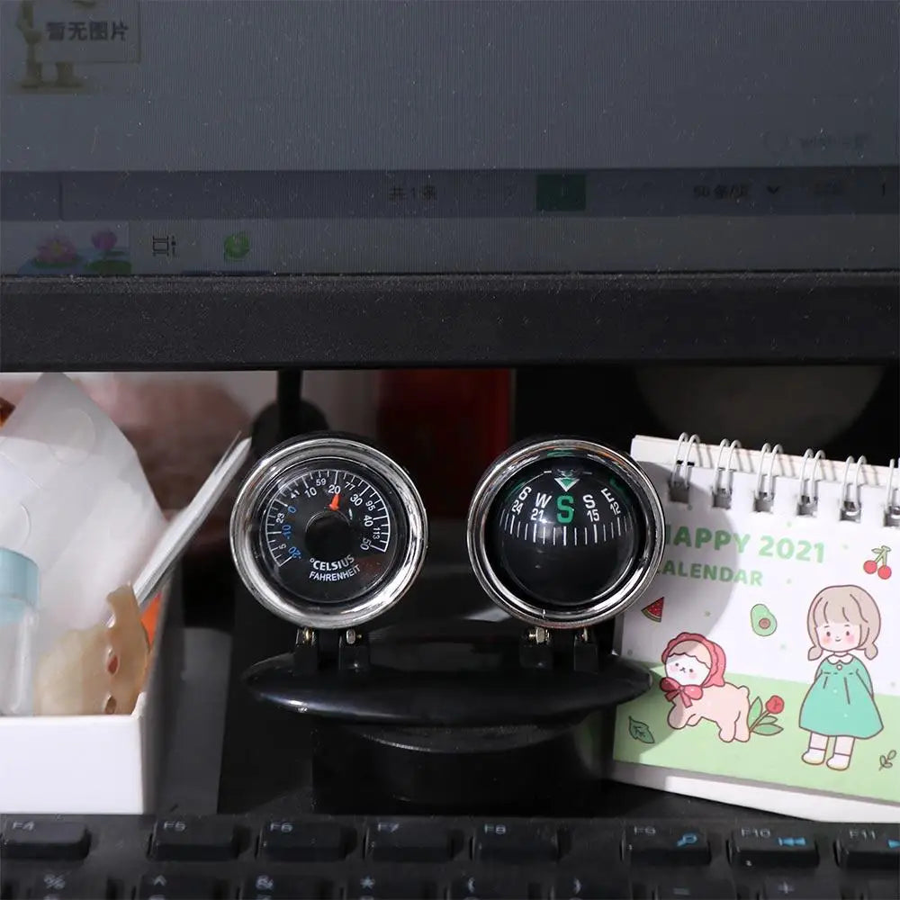 Dashboard Guide Ball Car Compass Navigation Tools Auto Ornament Vehicle Compass Direction Plastic Car Thermometer Zpaxo