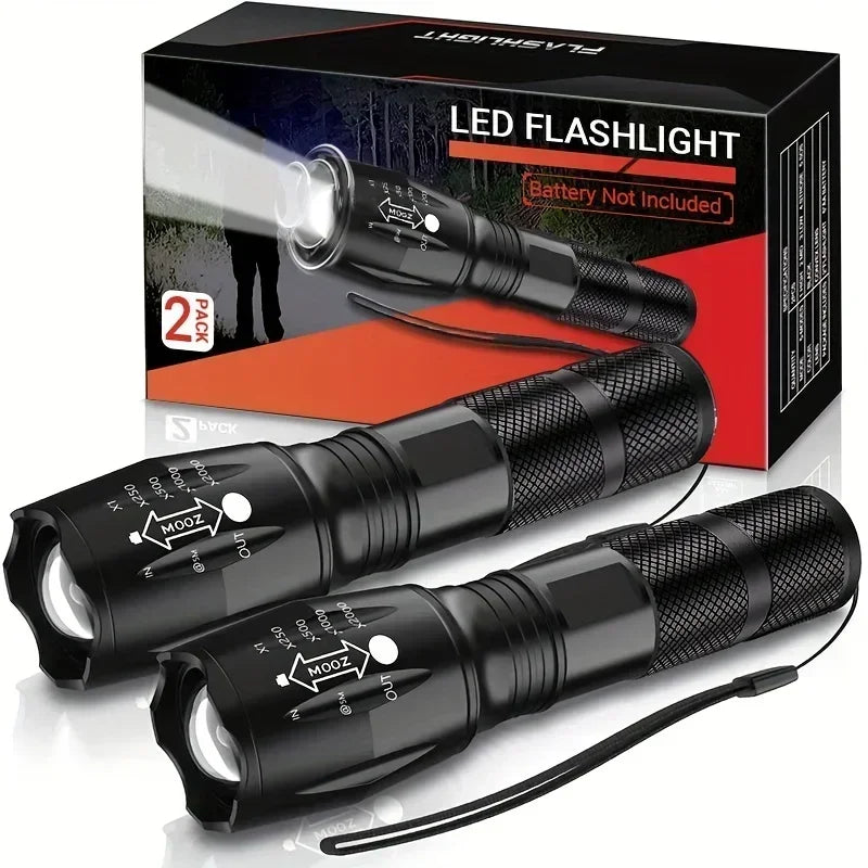 T6 LED Zoomable Flashlight – 5 Modes, Waterproof, 1000 Lumens