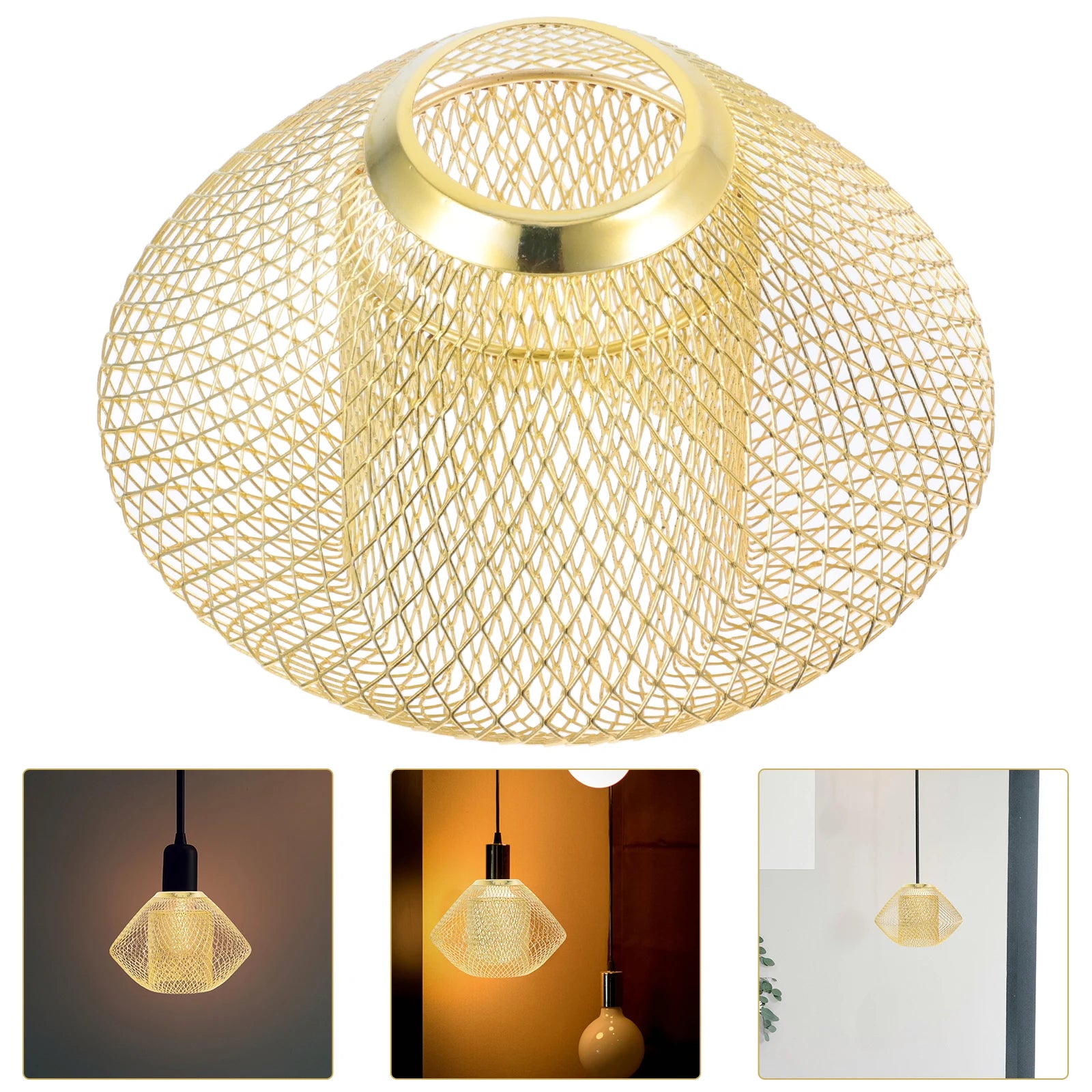 Double Layer Hollow Metal Lampshade Golden Decorative Light Cover Zpaxo