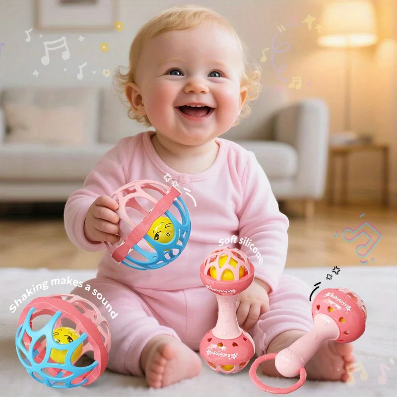 Sensory Toys Babies Pink Handheld Ball Player Bell Ringing Improve