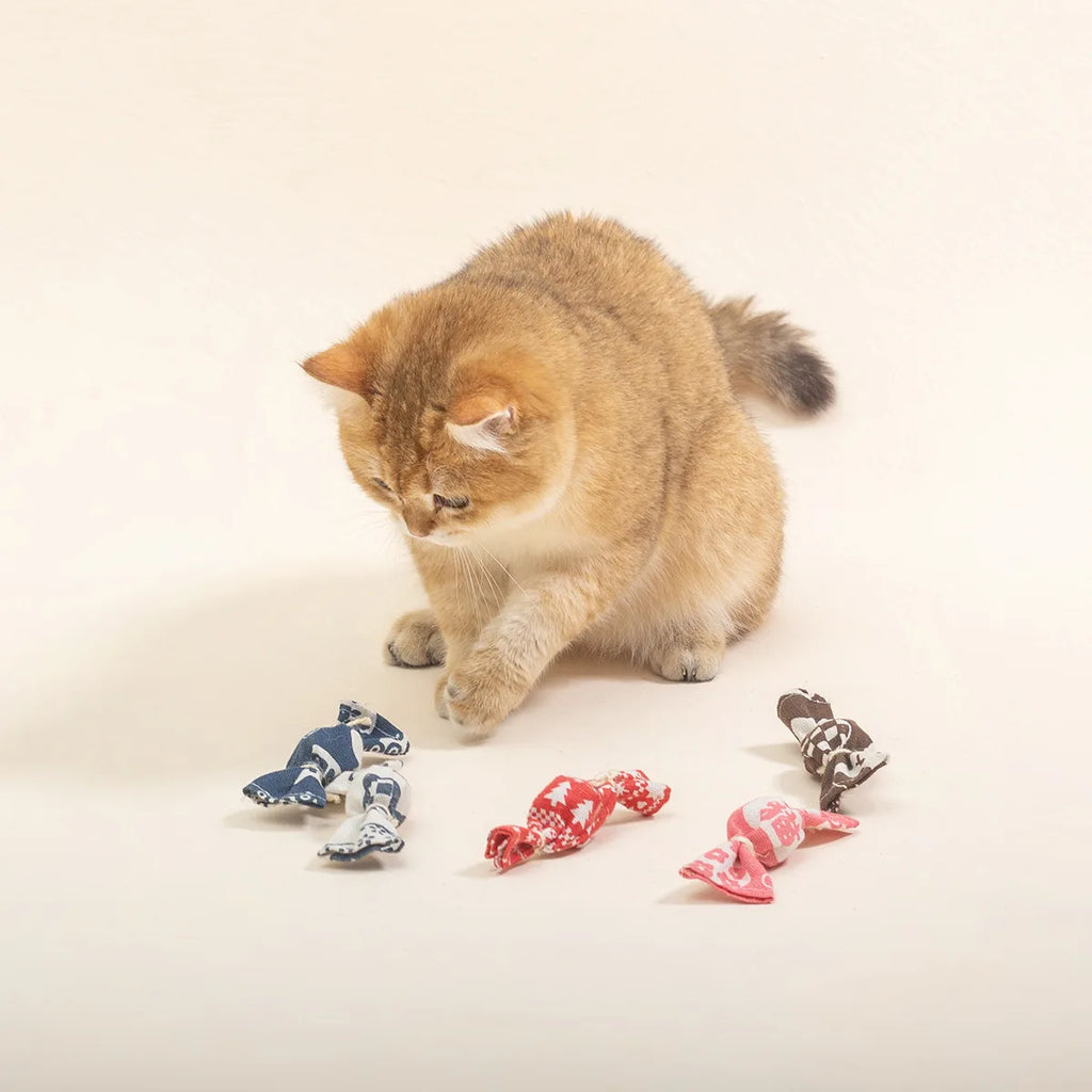 Adorable Candy Catnip Toys Bell Fun Chew Kick Interactive Relieve