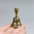 Hand-carved Bronze Bell Hand-held Shaker Clap Handle Soothing Healing Zpaxo YELLOW