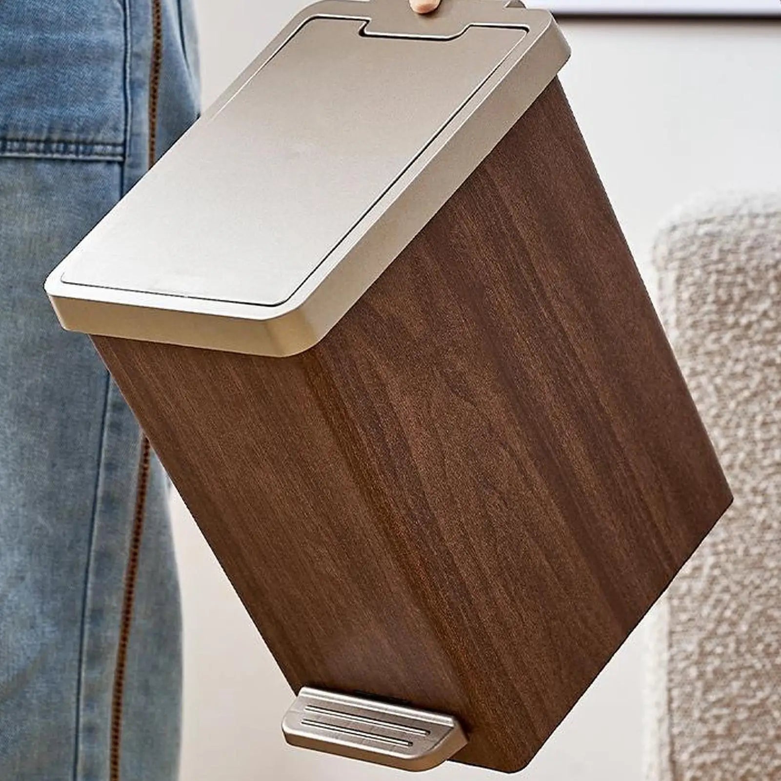 Kitchen Trash Can Step Trash Can with Soft-Close Foot Pedal Slim Wastebasket Trashcans for Living Room Bathroom Garage Dorm Room Zpaxo
