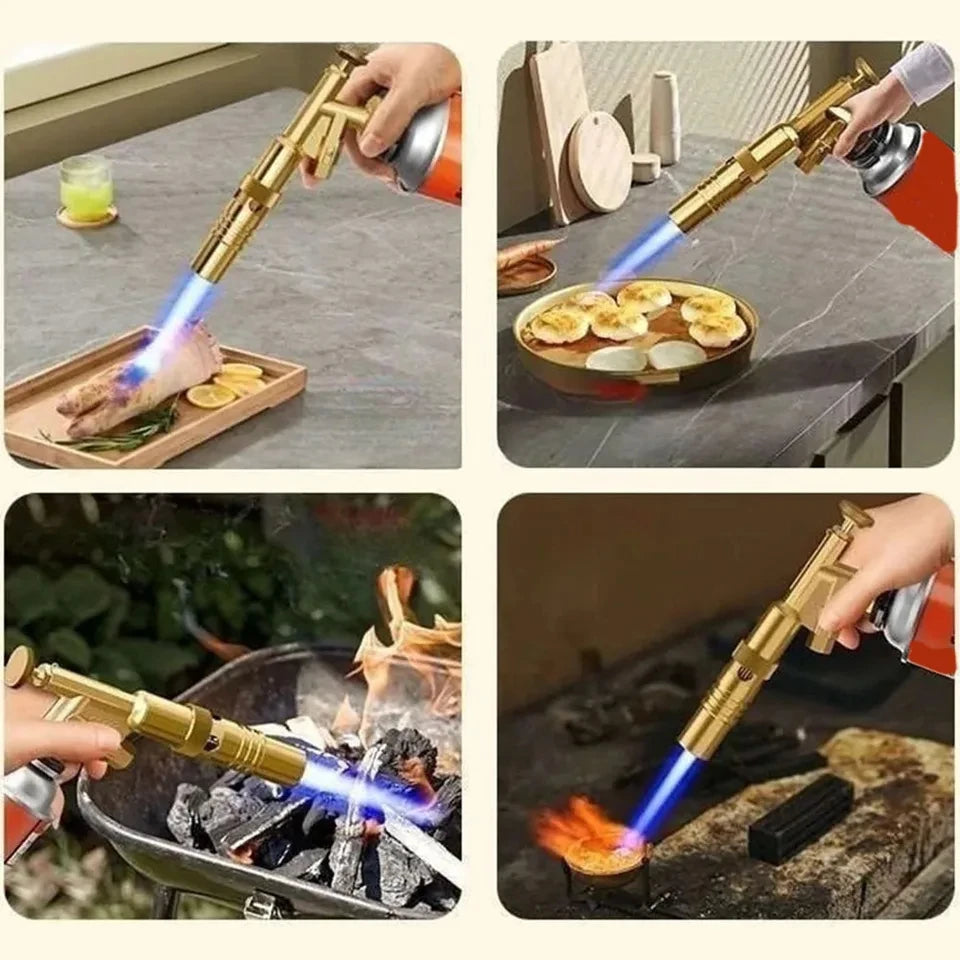 Portable Gold Copper Gas Welding Torch High Temperature Flame for BBQ Cooking Brazing Zpaxo