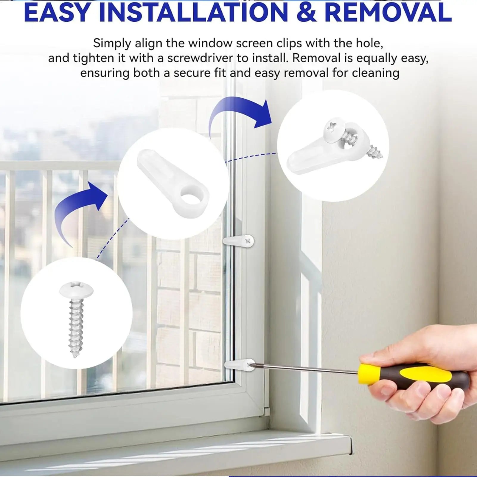 Window Screen Clips Screws Storm Windproof Hold Fastener Hardware