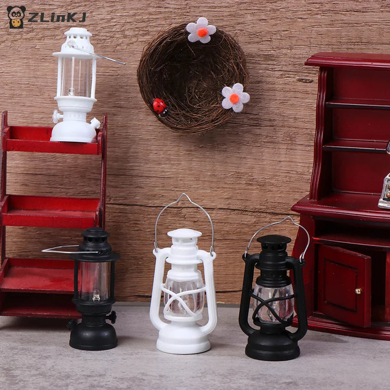 ▶6cm Mini Led Retro Glowing Pony Lantern Simulation Cande Light Night Light Dollhouse Miniature Kerosene Lamp Home Decor Toy Zpaxo