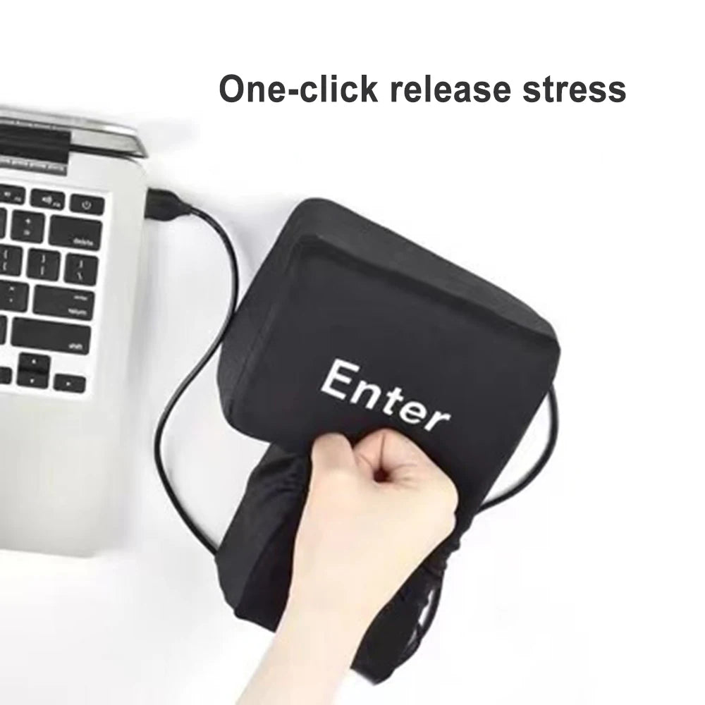 Big USB Enter Key Anti Stress Button Decompression Computer Vent Pillows Button Desktop Pillow For Programmer Zpaxo