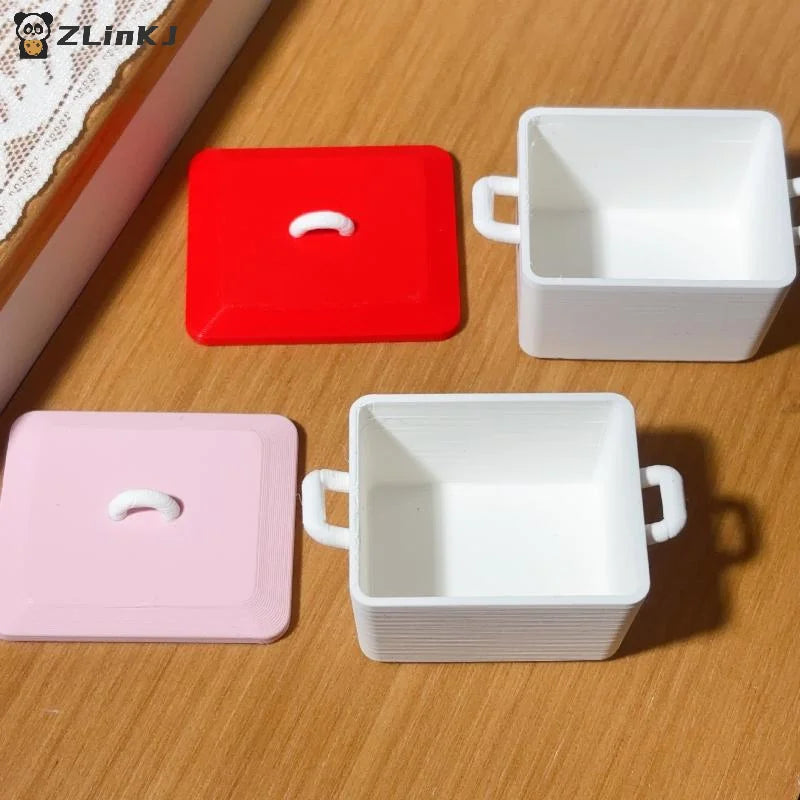 ▶1Pcs 1/12 Dollhouse Miniature Pancake Box Plate Model With Lid Kitchen Accessories For Doll House Decor Kids Toys Gift Zpaxo