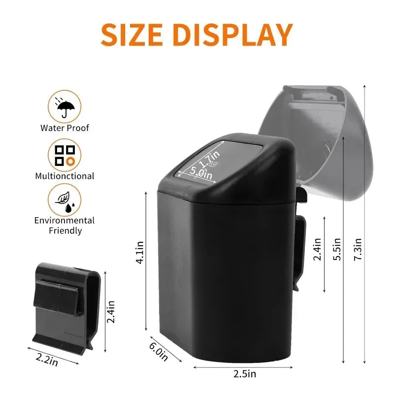Car Trash Can with Lid – Hanging Dustbin & Clip Holder