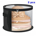 Foldable Round Hat Storage Bag with Handle & Clear Window Hat Storage Bag Zpaxo Black-2PCS
