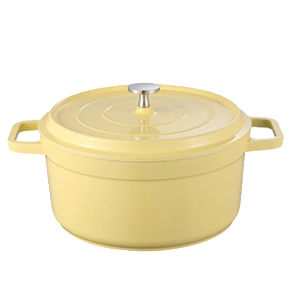 Enameled Cast Aluminum Dutch Oven with Lid Home Kitchen Enamel Stock Pot Dutch Oven Cast Aluminum Pot Multifunctional Cookware Zpaxo Yellow 20CM