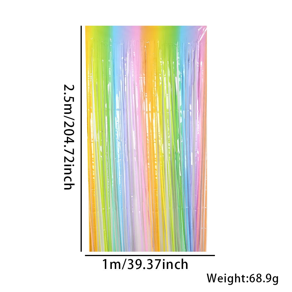 Rainbow Foil Fringe Curtain Gradient Macaron Curtains Photo Booth
