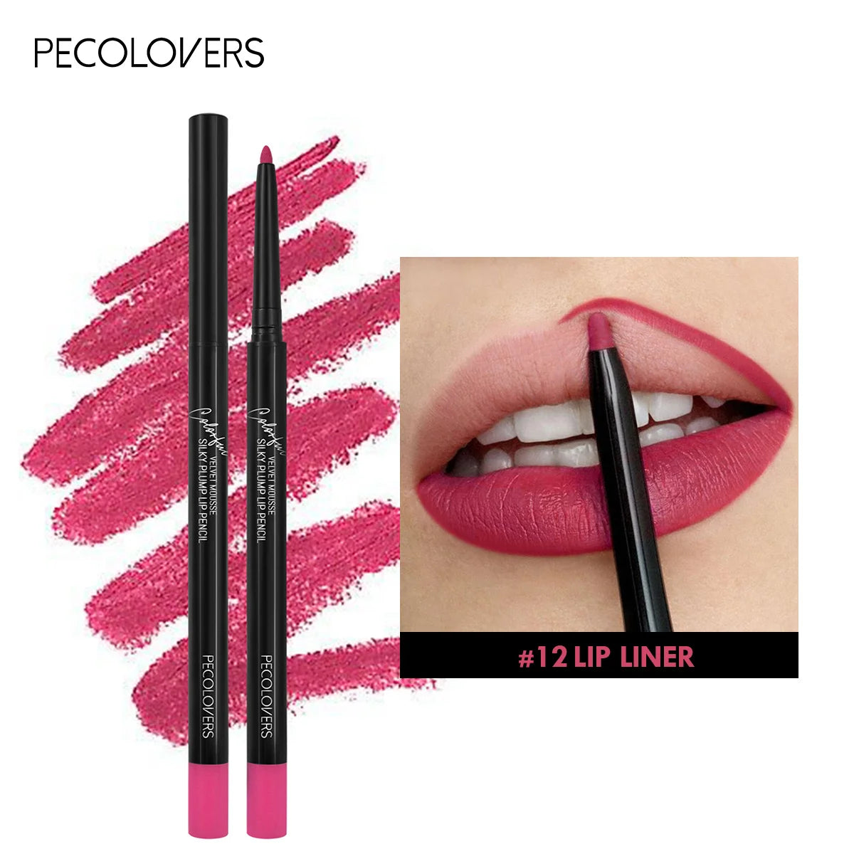Waterproof Matte Lipliner Pencil Red Contour Tint Lipstick Long Lasting Non-stick Cup Moisturising Lips Makeup 12 Colors Zpaxo 12