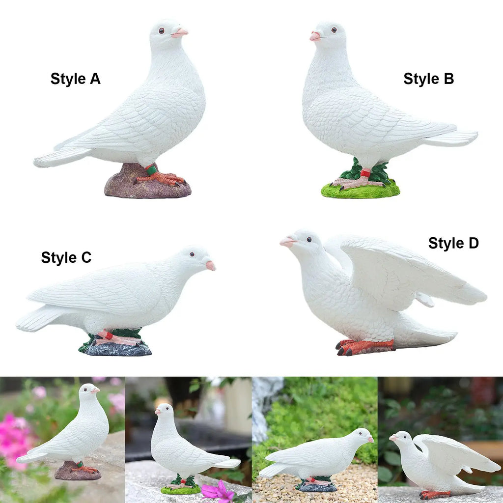 Realistic White Pigeon Figurine | Resin Dove Statue Garden Decor Bird Figurine Statue Zpaxo