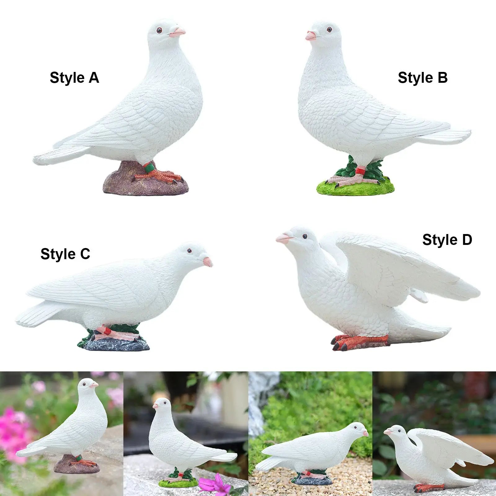 Realistic White Pigeon Figurine | Resin Dove Statue Garden Decor Bird Figurine Statue Zpaxo