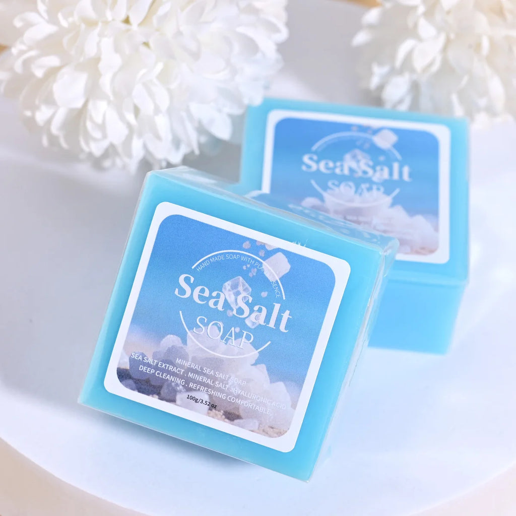 B+Hyaluronic Acid Sea Salt Deep Cleaning Handmade Soap For Cleansing And Bathing 100G Portable Travel Cleaning Soap Zpaxo