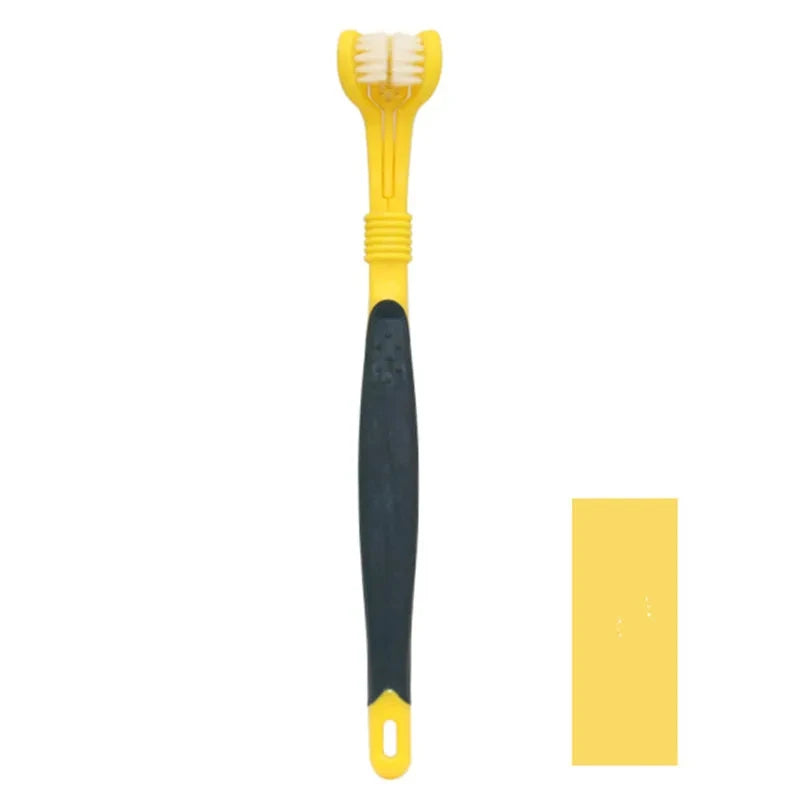 3-Sided Pet Toothbrush Dog Plastic Toothbrush Removing Bad Breath Tartar Cleaning Mouth Pet Dental Care Cat Cleaning Mouth Zpaxo Yellow