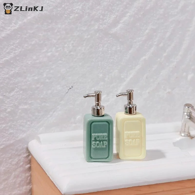 4Pcs Dollhouse Bathroom Accessories Mini Split Bottle Pretend Play Furniture Toy Miniature Soap Dispenser Model Doll House Decor Zpaxo