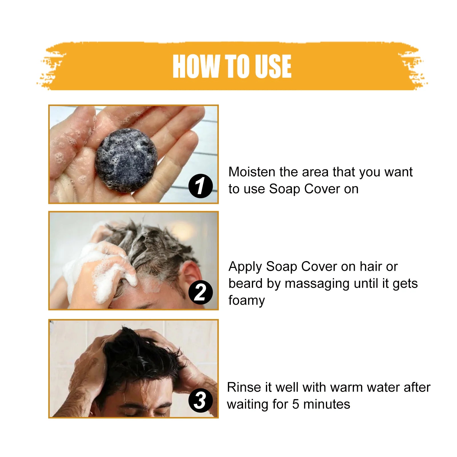 Hair Blackening Shampoo Soap Repairs Gray and Anti-shedding He Shou Wu Essence Hair Root Strengthens Nourishes Black Hair Zpaxo