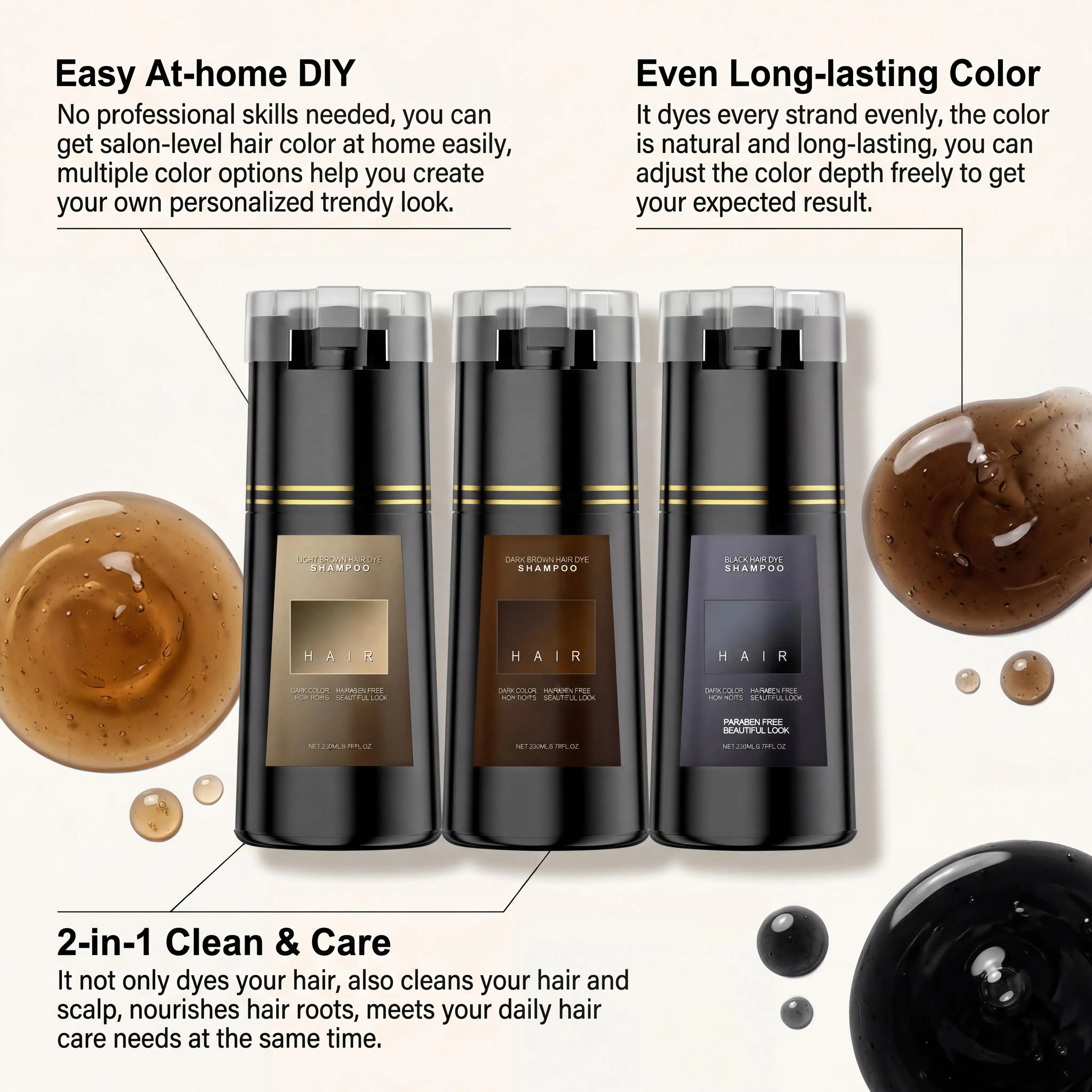Plant Extract Hair Dye Shampoo – 2-in-1 Color & Cleanse Hair Dye Shampoo Zpaxo