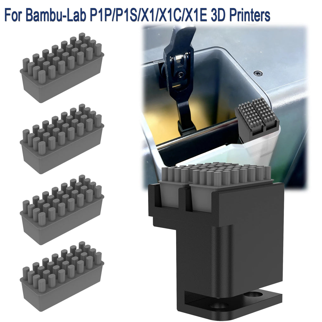 3D Printer Nozzle Wiper with 4 Extra Silicone Brush for Bambu-Lab P1P/P1S/X1/X1C/X1E 3D Printers Nozzle Cleaning Kit with Brush Zpaxo