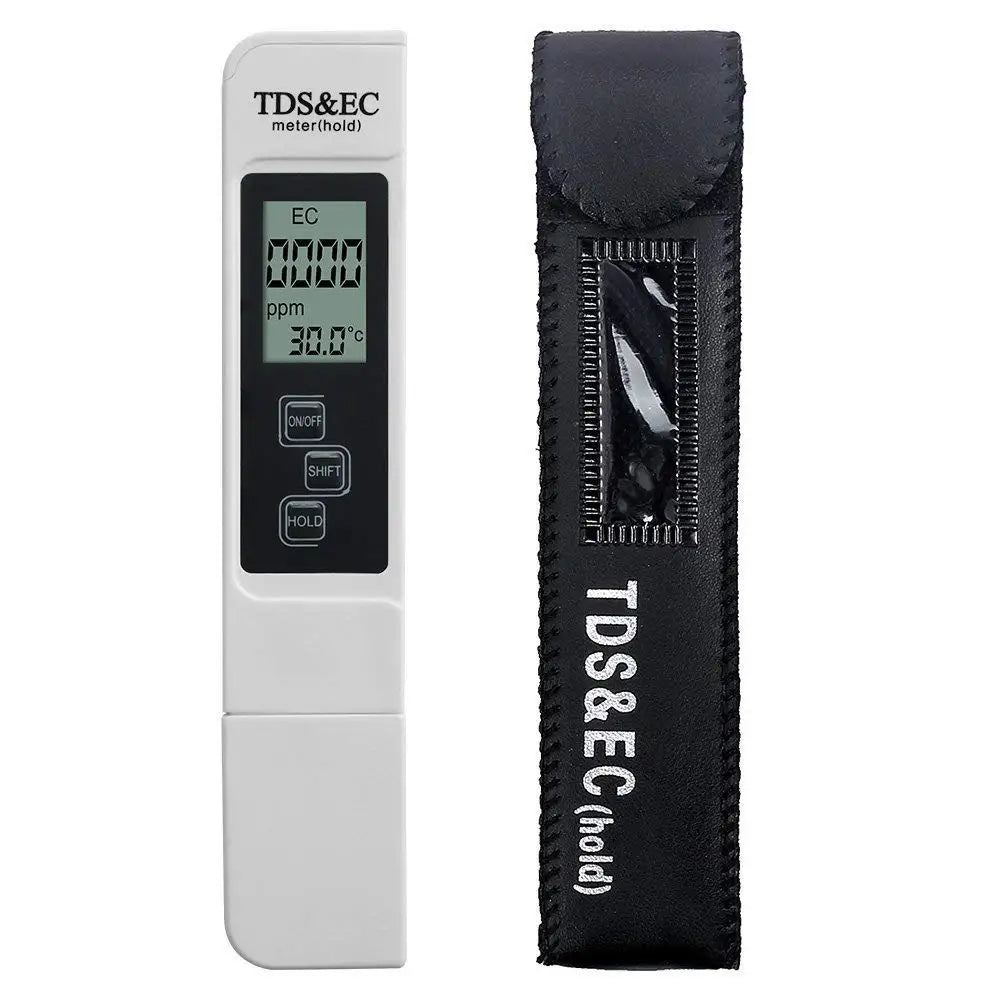 TDS EC Meter Digital Water Tester Range 0-9990 Purity Temperature Zpaxo white with case