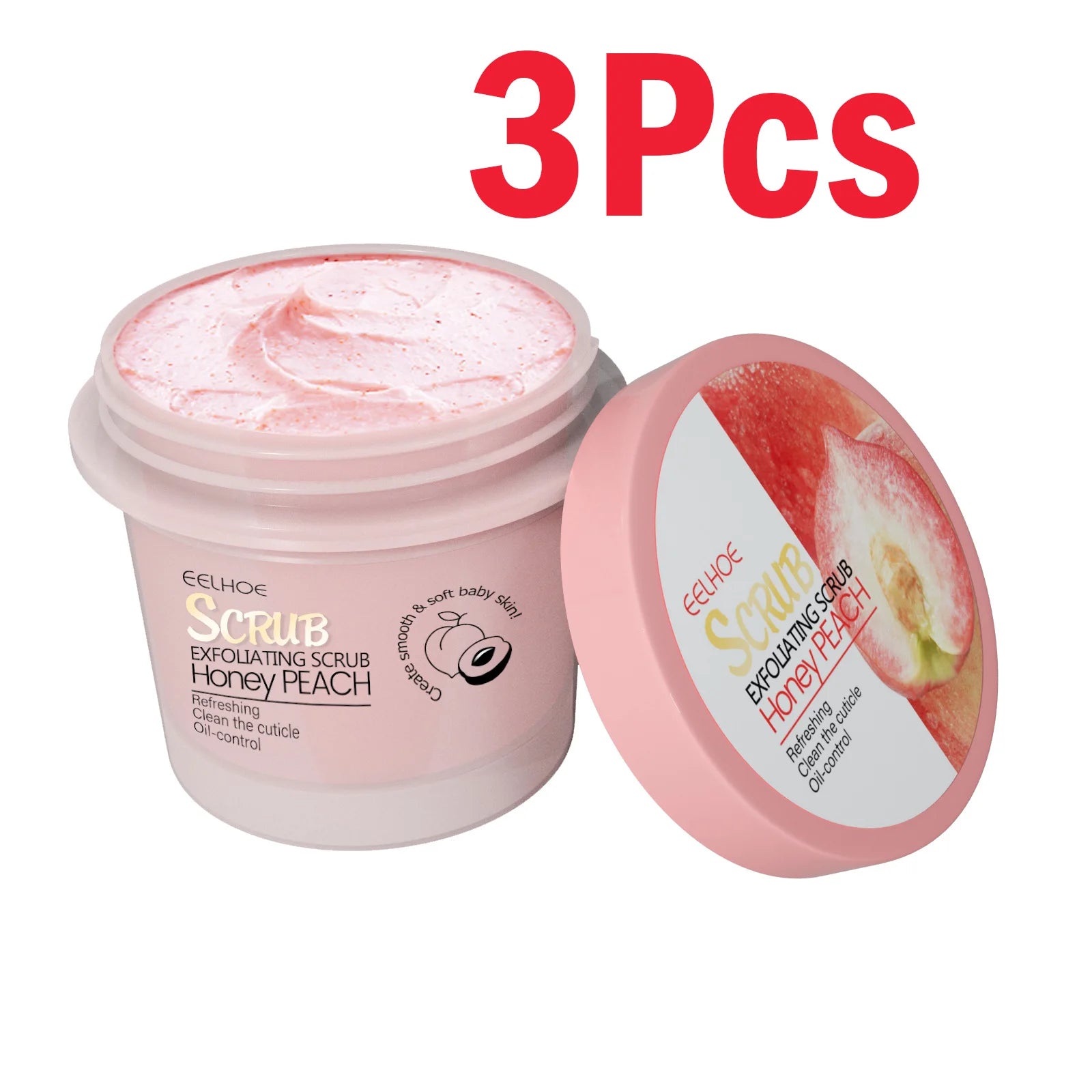 EELHOE Honey Peach Body Scrub Cream – Exfoliate & Glow Body Scrub Cream Zpaxo 3 x 100g Boxed