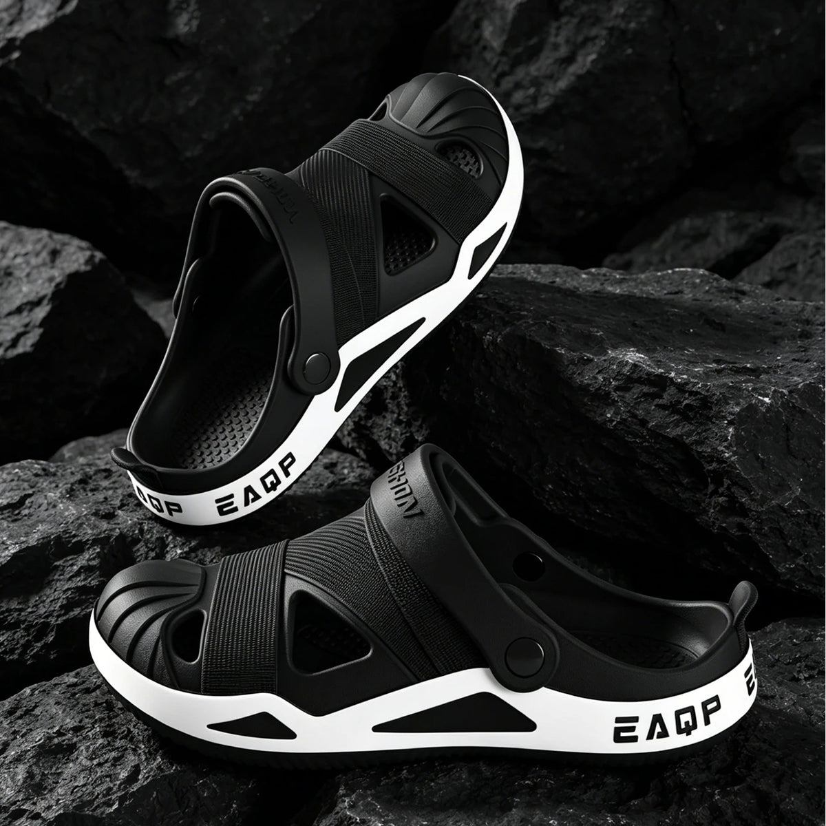 Men's Breathable Summer Clogs Anti-slip Outdoor Beach Shoes Casual Zpaxo black 42-43