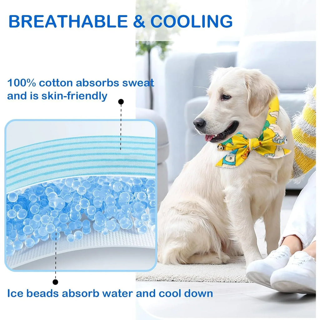 Cartoon Pet Cooling Neck Wrap Cat Dog Ice Scarf Summer Heat Relief