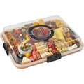 Bamboo Cheese Tray Secure Snap-On Acrylic Lid Portable Recycled Wood Serving Platter Camping Parties Restaurants Charcuterie Zpaxo 1pcs