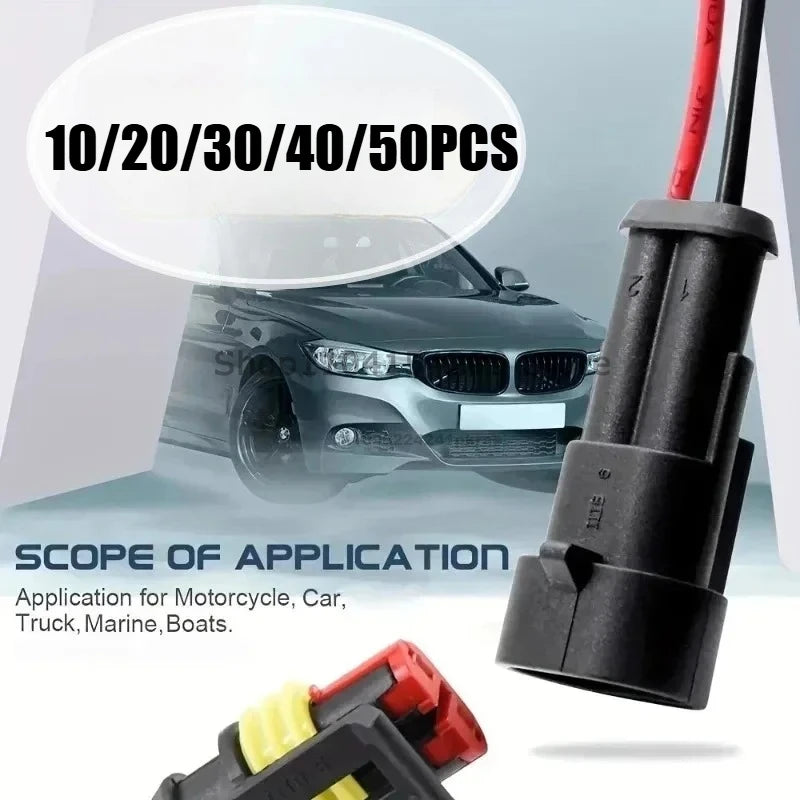 Waterproof 2 Pin Wire Connectors - 20 AWG Automotive Connector Kit for Car, Truck, Motorcycle, and Marine Boat Zpaxo