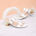 2026 Summer Chunky Heels Female Shoes Fashion Casual Open Toe Mid Zpaxo WHITE 39
