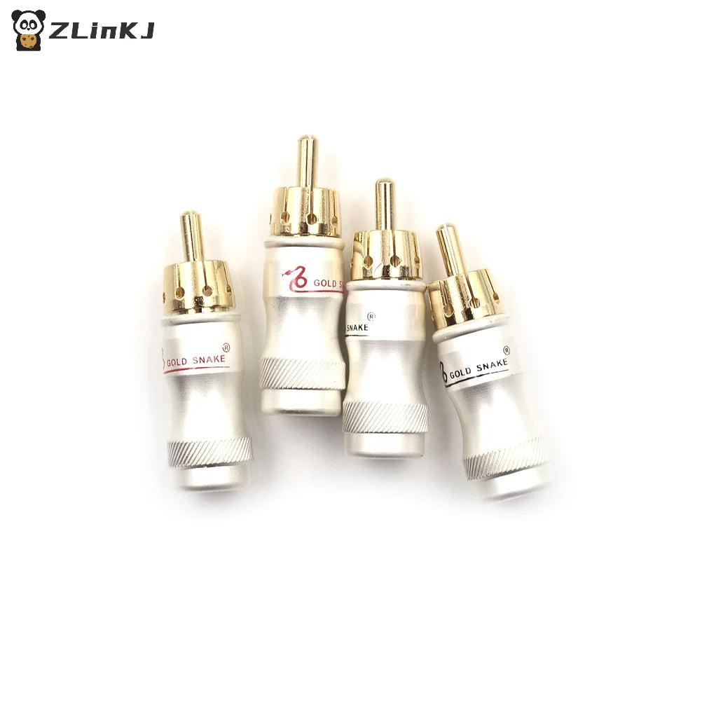 ▶4Pcs Goldplated Male Plug HIFI Audio Cable Audio Video Connector Adapter Zpaxo