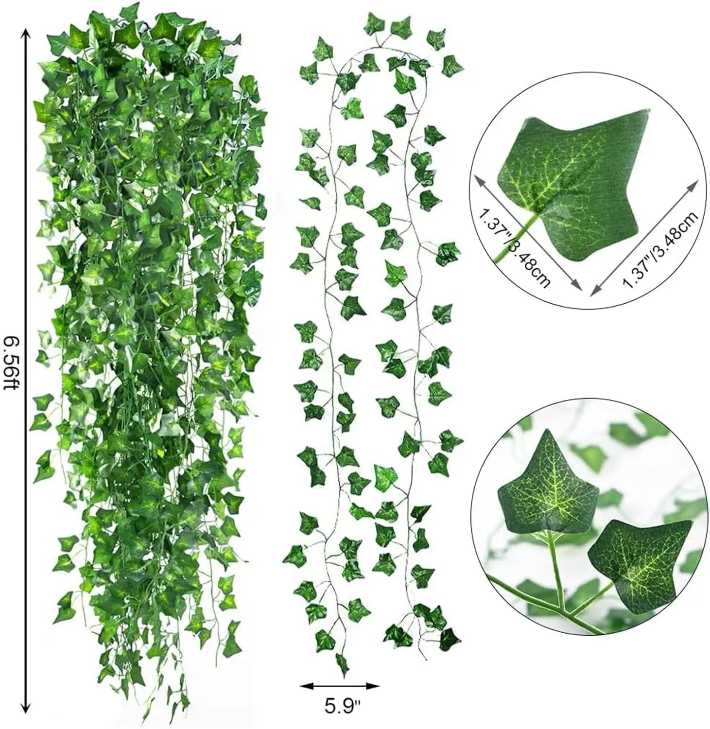 20 2M Fake Ivy Vine Artificial Plant Green Leaves Garland Creeper