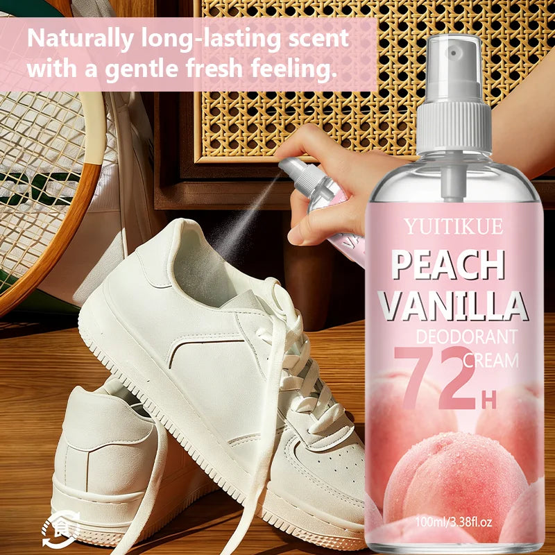 YUITIKUE Peach Vanilla Shoe Odor Eliminator Spray 100ml Shoe Deodorant Spray Zpaxo