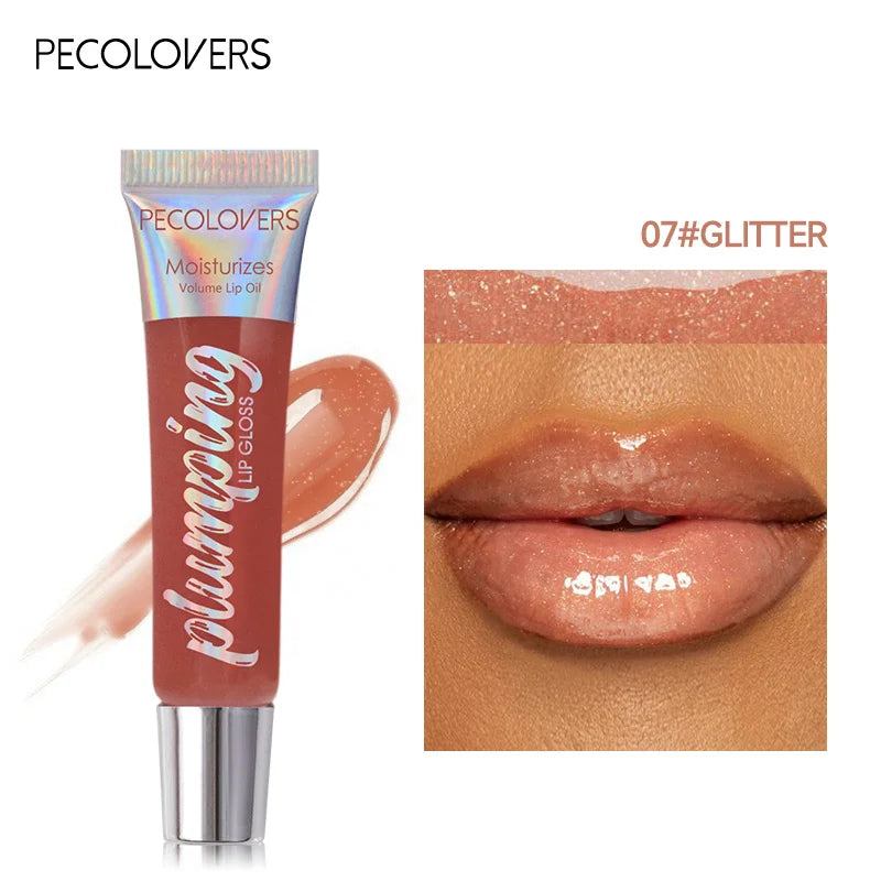 1PC Moisturizing Reducing Lip Lines Lip Gloss Lip Plumper Glitter Nutritious Liquid Lipstick Cherry Jelly Lip Oil Clear Lipgloss Zpaxo 07