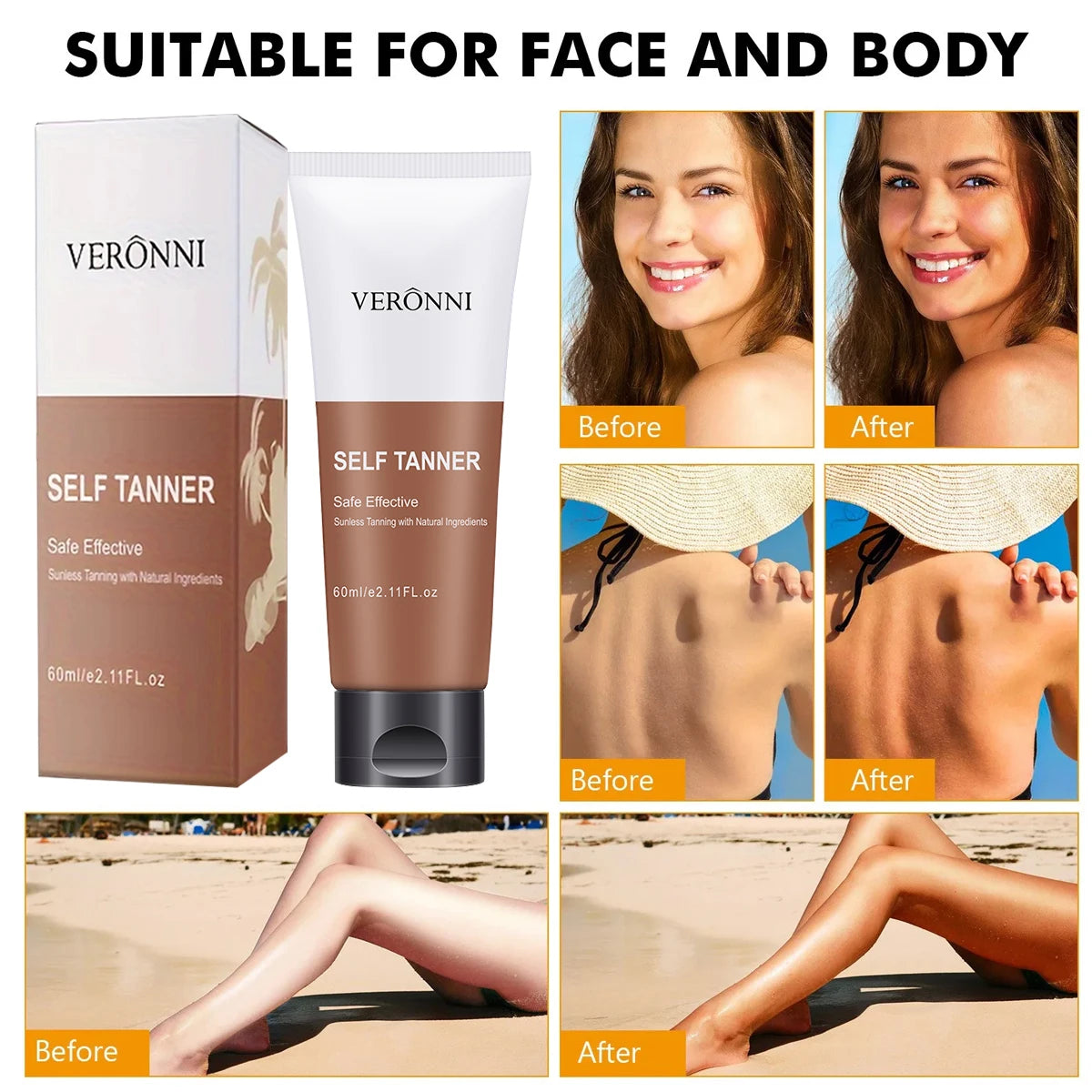 BODY TANNING OIL Bronzing Cream,Ultra Moisturizing&Tan Boosting,Natural Streak-Free Tinted self-Tanning Care For Body and Face Zpaxo