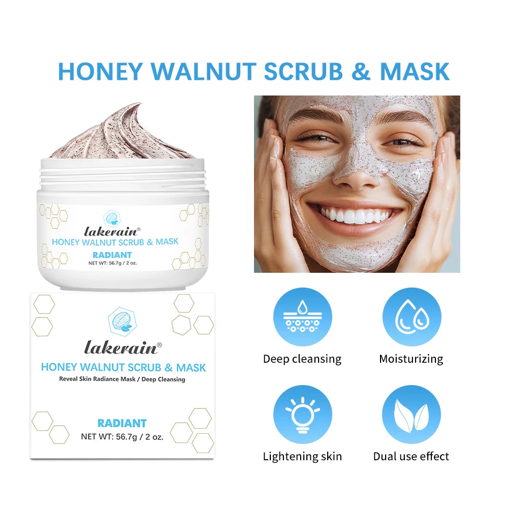 Facial Scrub & Face Exfoliator Mask Moisturizing Brightening Nourishing Deep Cleansing Honey Walnut Facial Exfoliants Skin Care Zpaxo