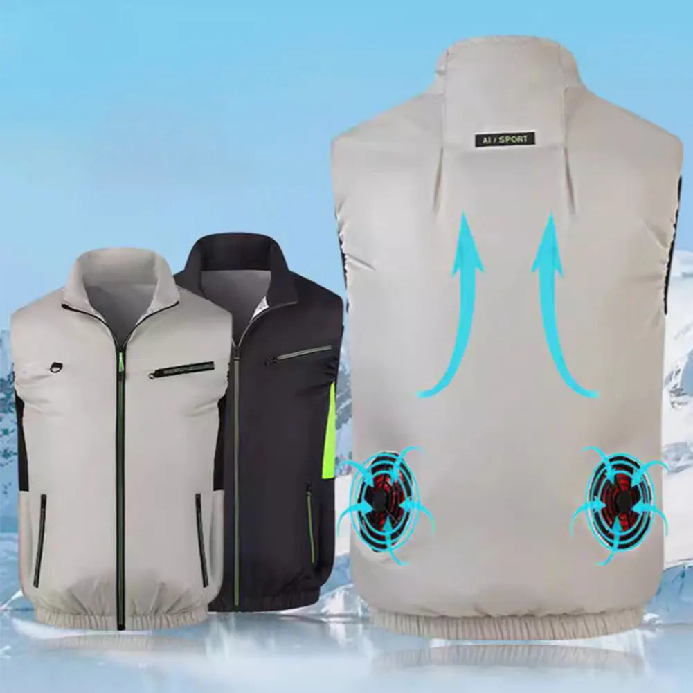 Cooling Vest Breathable Fan Vest Sleeveless Workwear for Hiking Fishing Camping Zpaxo