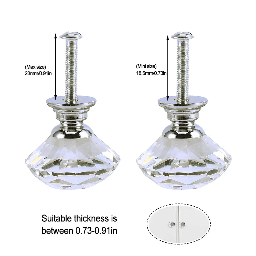 16Pcs/set Transparent Crystal Door Knobs Hardware Diamond Shape Design Crystal Glass Knobs Cupboard Drawer Pull Wardrobe Handles Zpaxo