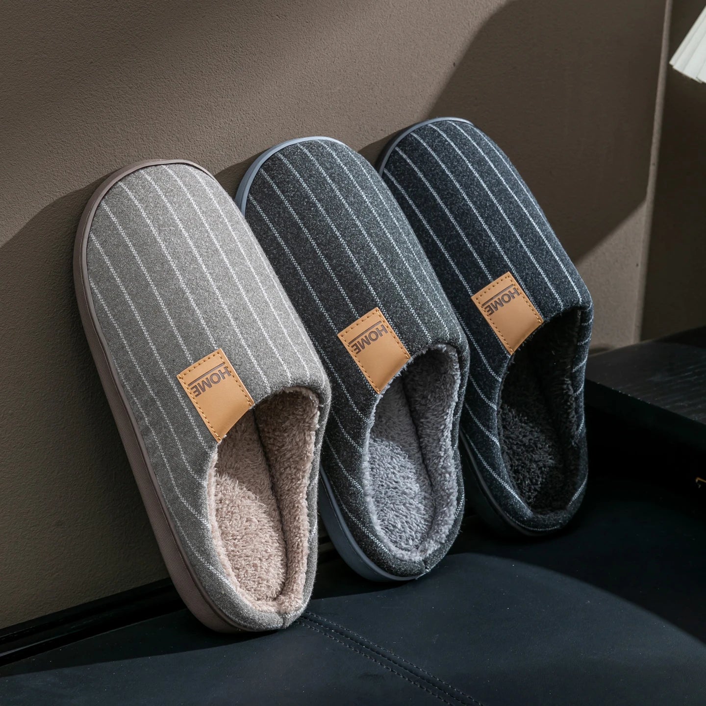 Men's Winter Slippers Non-slip Indoor House Shoes Cozy Plush Lining
