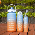 2l/900ml Water Bottle Liter Stay Hydrated Motivated Leakproof Plastic Sport Bottle Reminder Times Sports Outdoor Fitness Office Zpaxo 3pcs-blue orange 2.0L