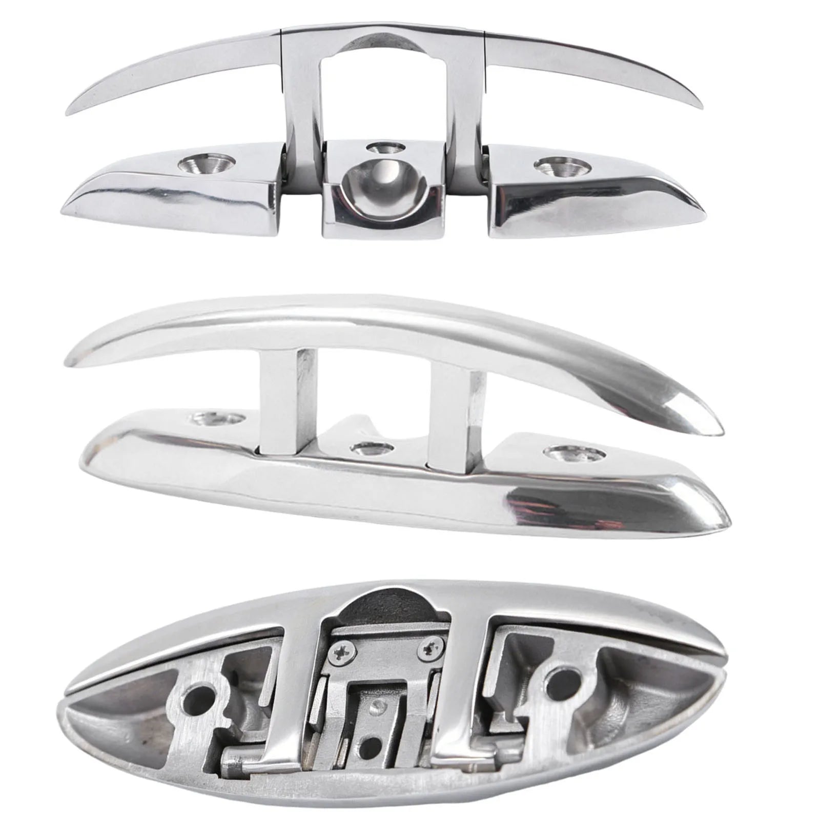 1PCS Stainless Steel 316 Flush Boat Cleats 5inch Marine Mooring Folding Cleat Yacht Sailboat Ships Floating Dock Cleat Accessory Zpaxo
