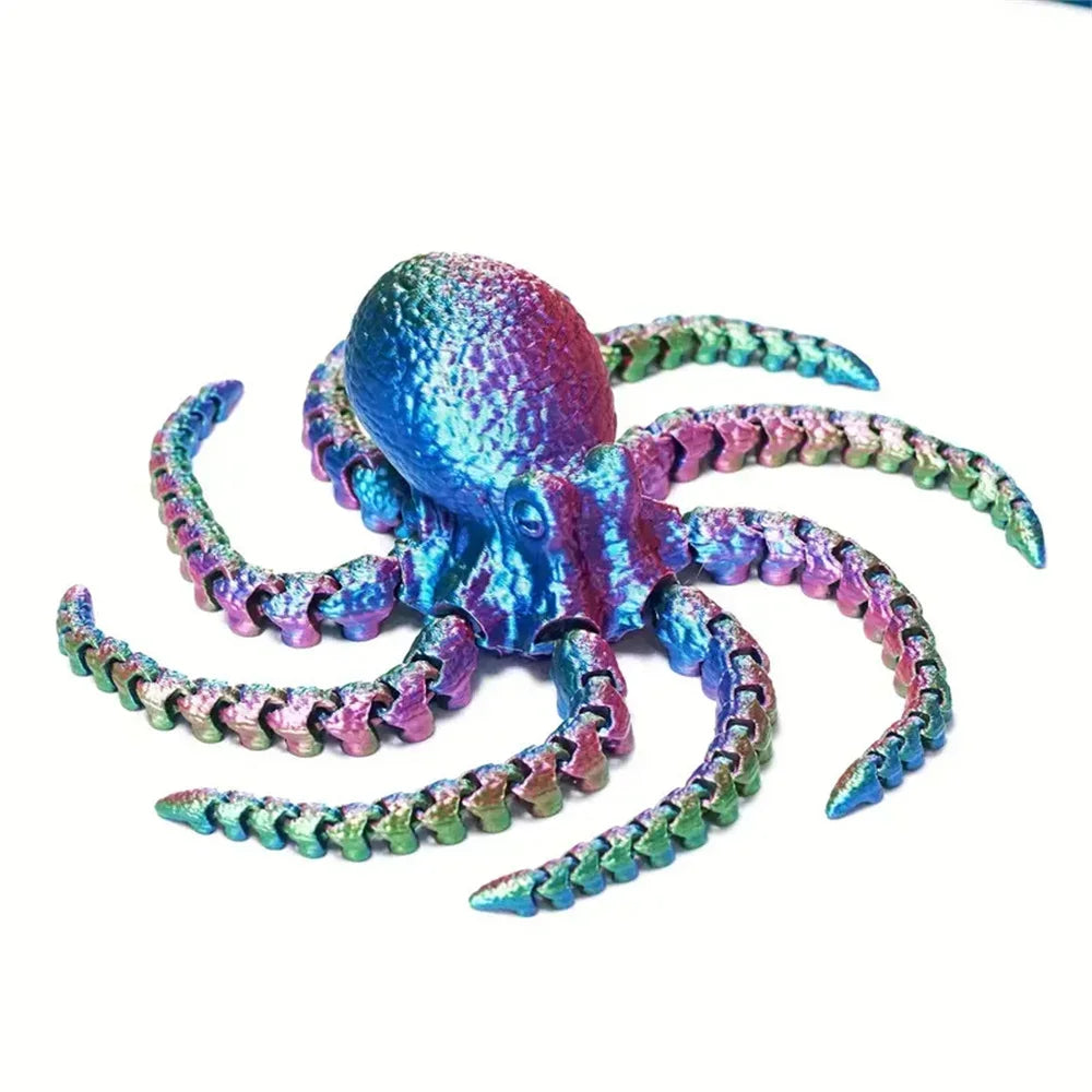 3D-Printed Articulated Octopus Figurine Realistic Stress-relief Toy