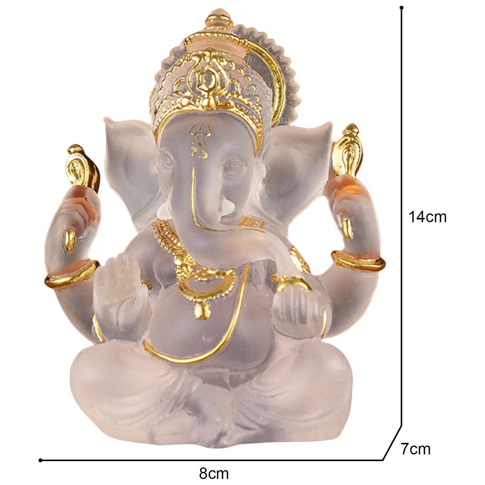 Ganesha Sitting Buddha Statue Sculpture Decorative Tabletop Decoration 3.5inch Tall for Housewarming Gift Fine Workmanship Zpaxo Clear