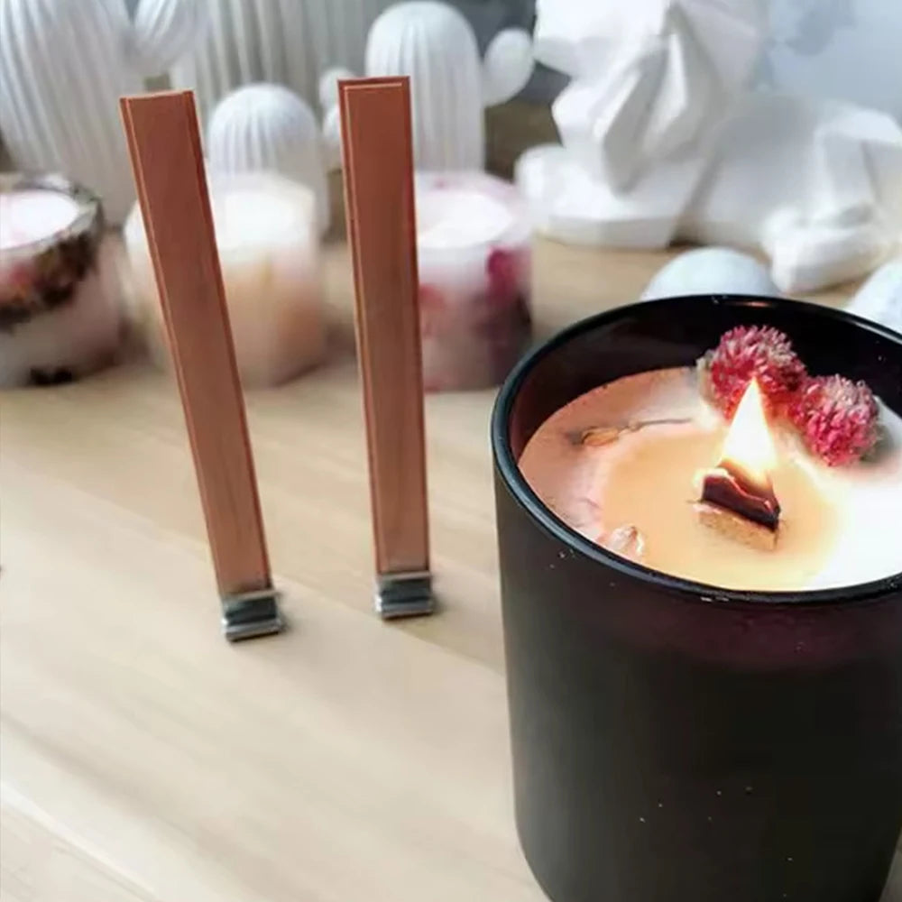 30Pcs Wooden Candles Wick with Metal Base Set Wick Clip for DIY Candle Making Zpaxo